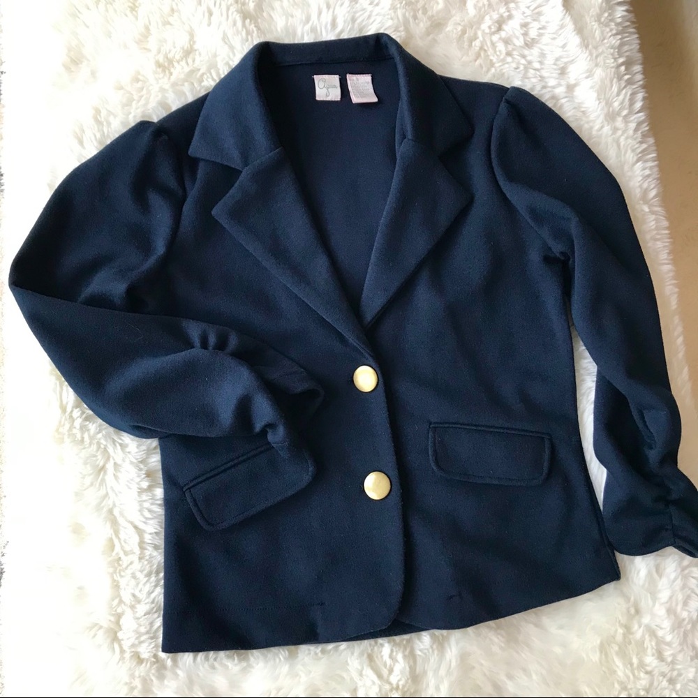 AQUA Ruched 3/4 Sleeve Blazer